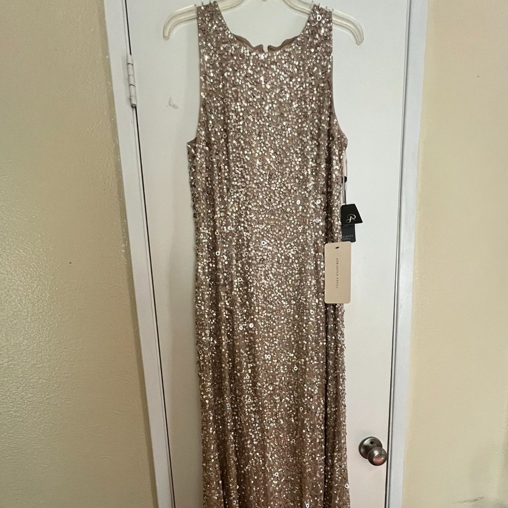 Adrianna Papell Sequin Halter Evening Gown